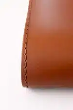 Kahverengi Hakiki Deri Cüzdanlı Organizer El Dikişi Detayı