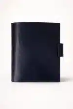 Lacivert el yapımı hakiki deri A5 halka mekanizmalı organizer arka görünüm