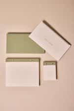 Premium Soft Yeşil Keten Kaplama Grande & Petite Notepad + Haftalık Planlayıcı 3’lü Set