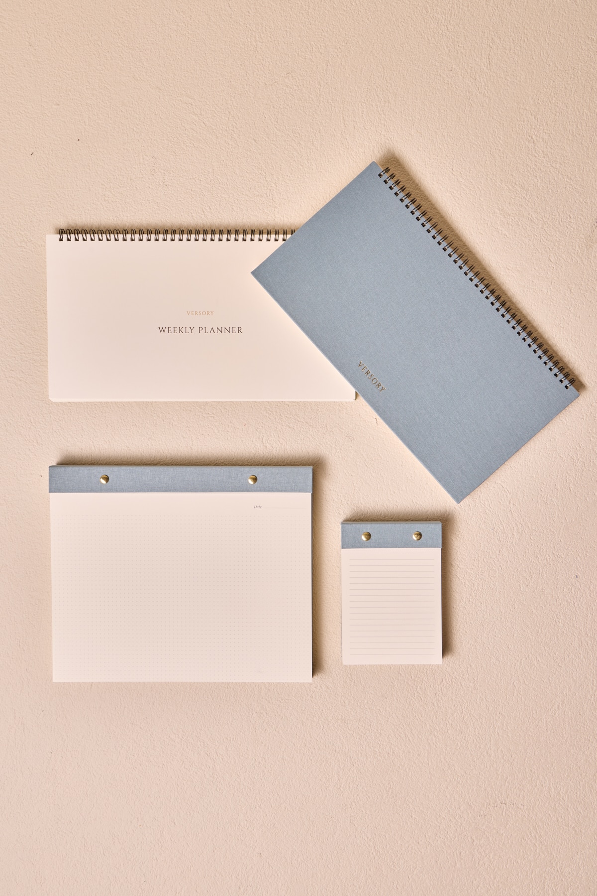 mavi-not-defteri-seti-on Premium Soft Mavi Keten Kaplama Grande & Petite Notepad + Haftalık Planlayıcı 3’lü Set - Görsel 1