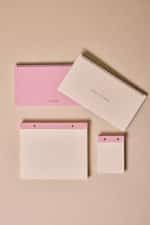 Premium Pembe Keten Kaplama Grande & Petite Notepad + Haftalık Planlayıcı 3’lü Set