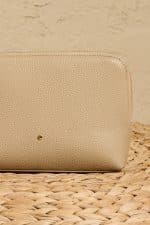 Epure Pouch Ekru Deri Makyaj Çantası Cüzdan Özellikli Minimal Tasarım - Görsel 2