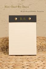 Petite Notepad Gri Keten Kumaş Kaplama Özel Tasarım Notluk - Görsel 9