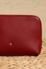 Epure Pouch Bordo Deri Makyaj Çantası Cüzdan Özellikli Minimal Tasarım - Görsel 2