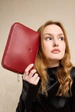 Epure Pouch Bordo Deri Makyaj Çantası Cüzdan Özellikli Minimal Tasarım - Görsel 6