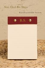 Petite Notepad Bordo Keten Kumaş Kaplama Özel Tasarım Notluk - Görsel 9