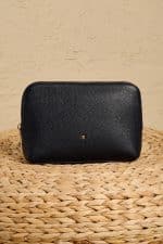 Epure Pouch Lacivert Deri Makyaj Çantası Cüzdan Özellikli Minimal Tasarım - Görsel 4