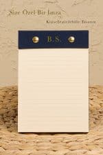 Petite Notepad Lacivert Keten Kumaş Kaplama Özel Tasarım Notluk - Görsel 9