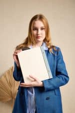 Grande Notepad Soft Mavi Keten Kumaş Kaplama Özel Tasarım - Görsel 4
