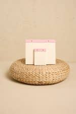 Premium Pembe Keten Kaplama Grande & Petite Notepad 2’li Set