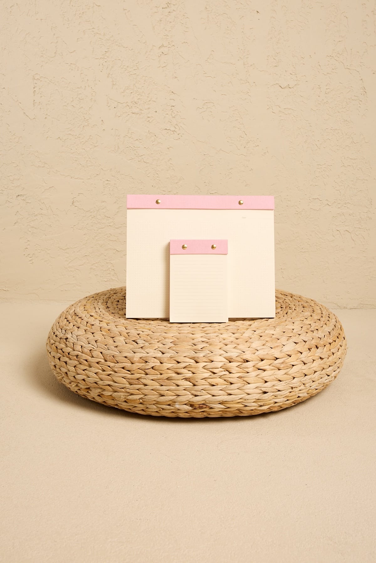 versory-pembe-ikili-notepad-seti Premium Pembe Keten Kaplama Grande & Petite Notepad 2’li Set - Görsel 1